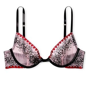 Victoria’s Secret Love Letters Embroidery Low- Cut Demi bra 38c